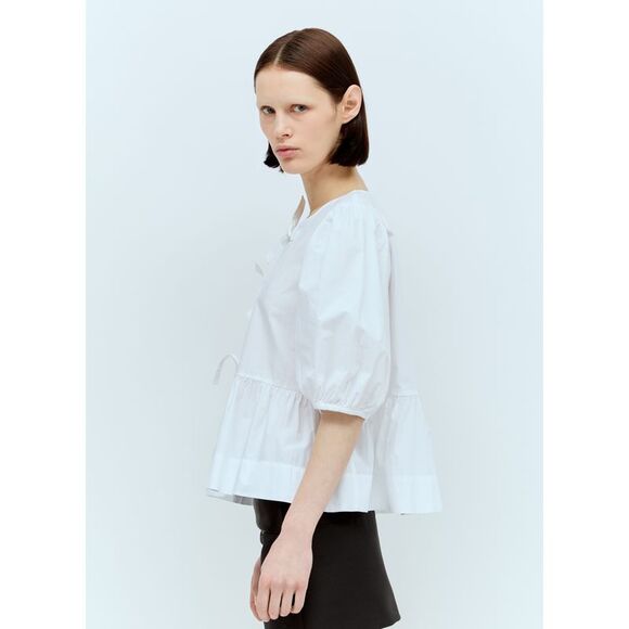 Ganni Women Cotton Poplin Peplum Blouse
